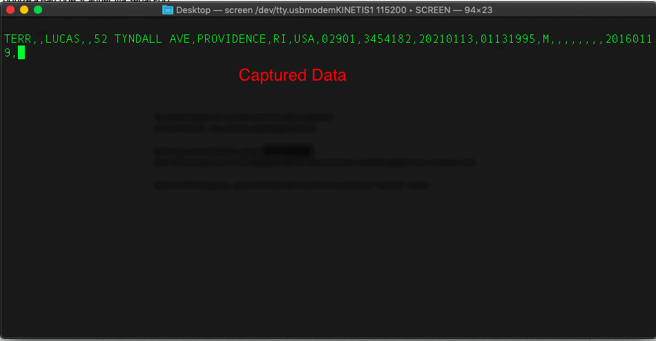 raw driver's license data captured