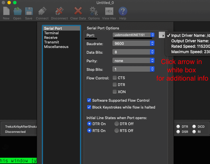 coolterm serial port error